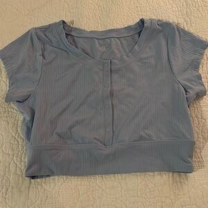 Offline by Aerie Cropped Light Blue Shirt